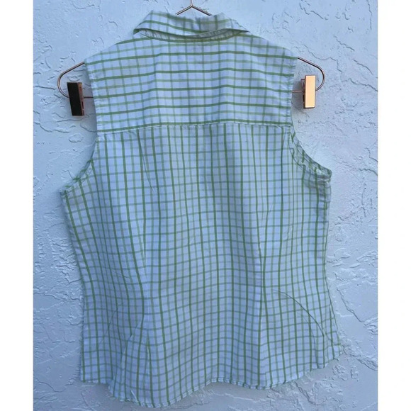 Charter Club Golf Womens Button Down Sleeveless Collared Shirt Blue Stripes Ligh - Picture 2 of 6